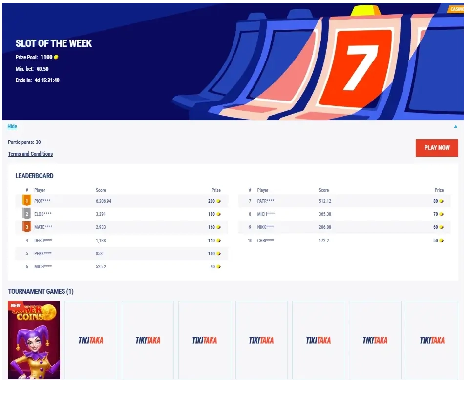 slot of the week challenges